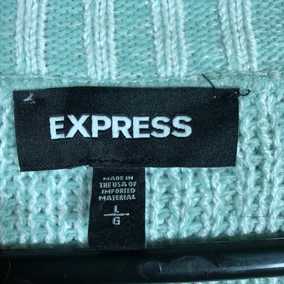 Express Womens Sweater Light Blue V Neck Super Soft Over Sized Puffed Sleeves L - Picture 6 of 12